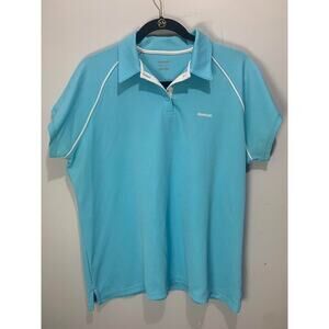 Reebok Womens Light Blue Polo Shirt XL Short Sleeve Breathable Fabric